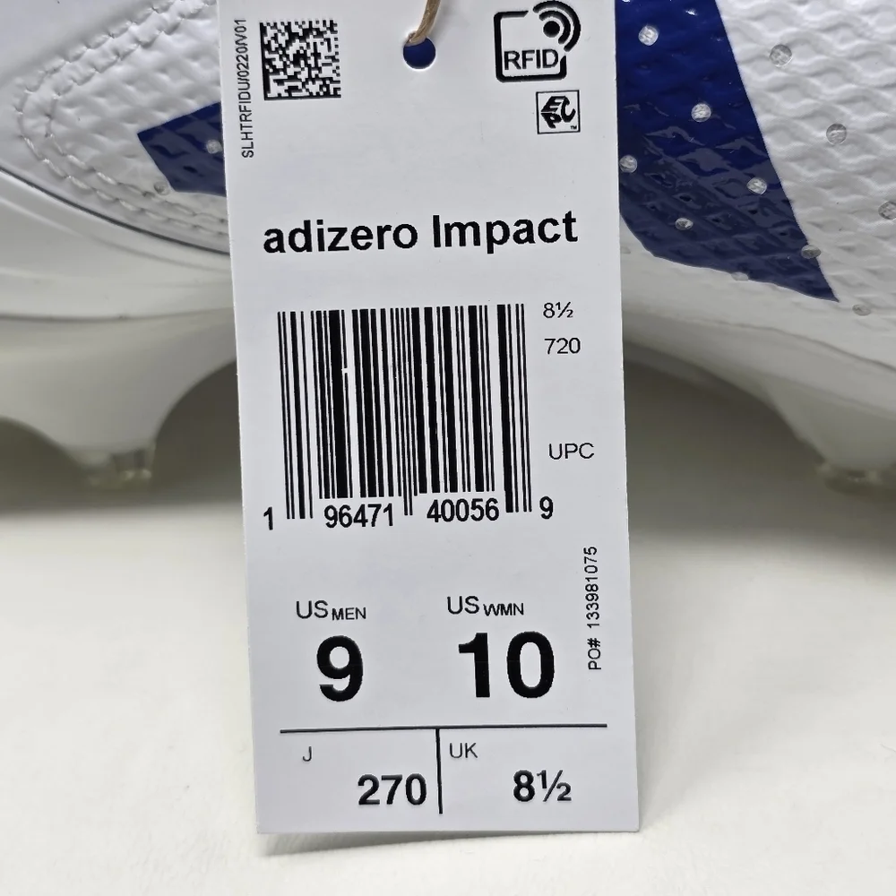 adidas Adizero Impact Football Cleats Mens Size 9 White Shoes IF2478 New